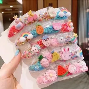 【花城珠宝饰品 美国直邮】（10只）卡通甜美儿童发夹洋气女童侧边夹头饰发卡子发饰