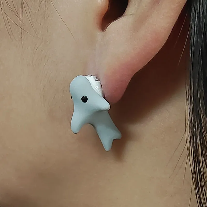 1 Pair Cute Animal Bite Earring Cartoon Soft Clay Animal Earrings