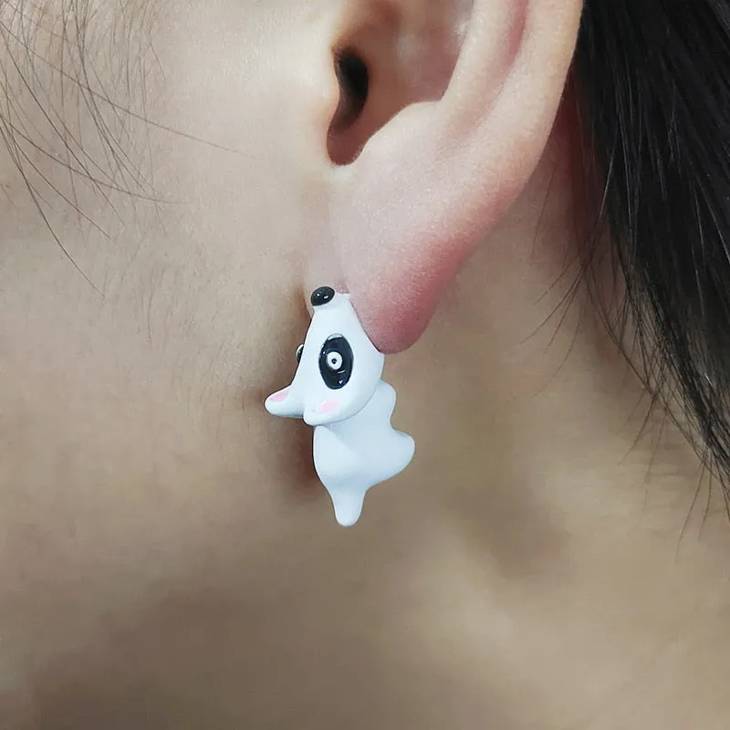 1 Pair Cute Animal Bite Earring Cartoon Soft Clay Animal Earrings