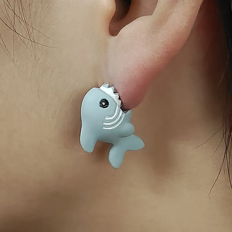 1 Pair Cute Animal Bite Earring Cartoon Soft Clay Animal Earrings