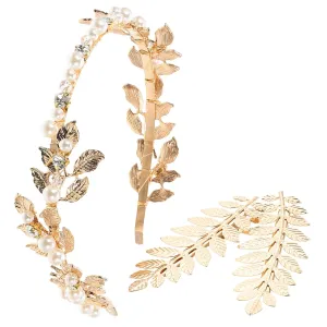 1 Set Headband/hairpin Suit Decoration Wedding Decor Headbands Head Band Bridal Headband Accessories Women Wedding Hair Clip Gold Hair Pin Wedding Headpiece for Bride Golden Alloy