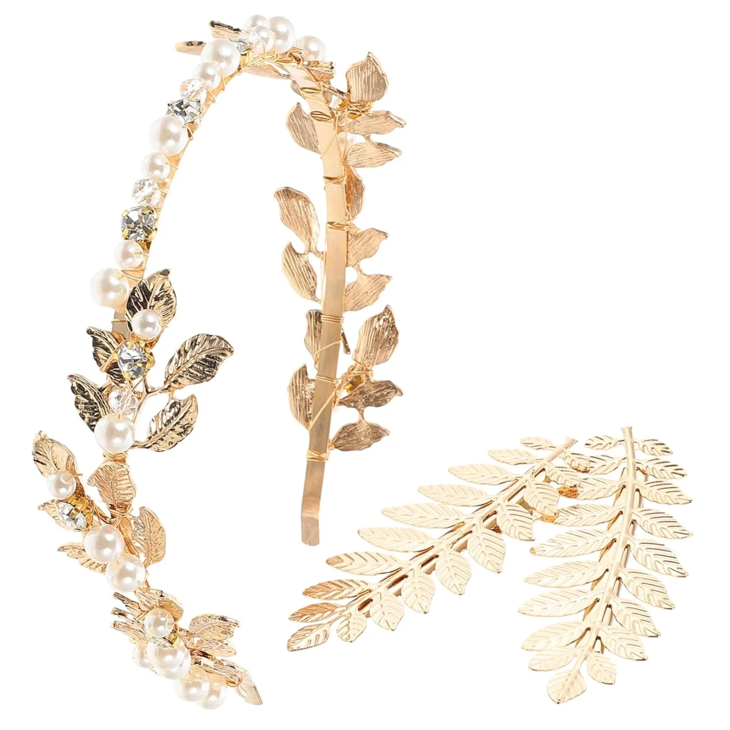 1 Set Headband/hairpin Suit Decoration Wedding Decor Headbands Head Band Bridal Headband Accessories Women Wedding Hair Clip Gold Hair Pin Wedding Headpiece for Bride Golden Alloy