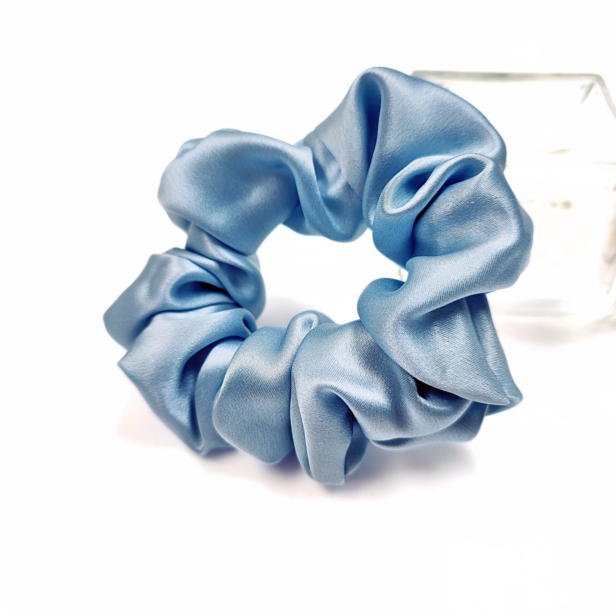 100% Mulberry Silk Scrunchie in Pale Blue
