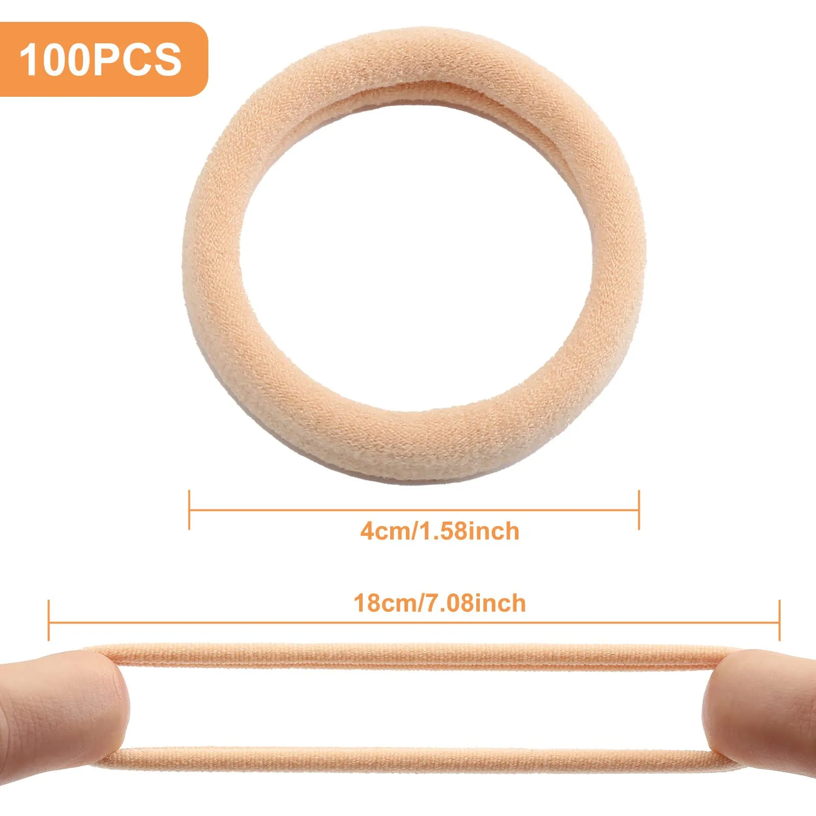 100 Pcs Thick Seamless Tan Hair Ties, Ponytail Holders Hair Accessories No Damage for Thick Hair (Light Blonde Colors)