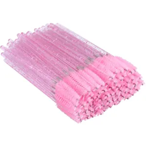 100PCS Crystal Eyelash Mascara Brushes Wands Applicator Makeup Kits (Pink) Pink