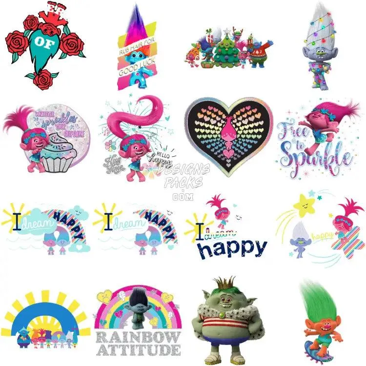 101 Movie Troll Cartoon Designs Bundle PNG