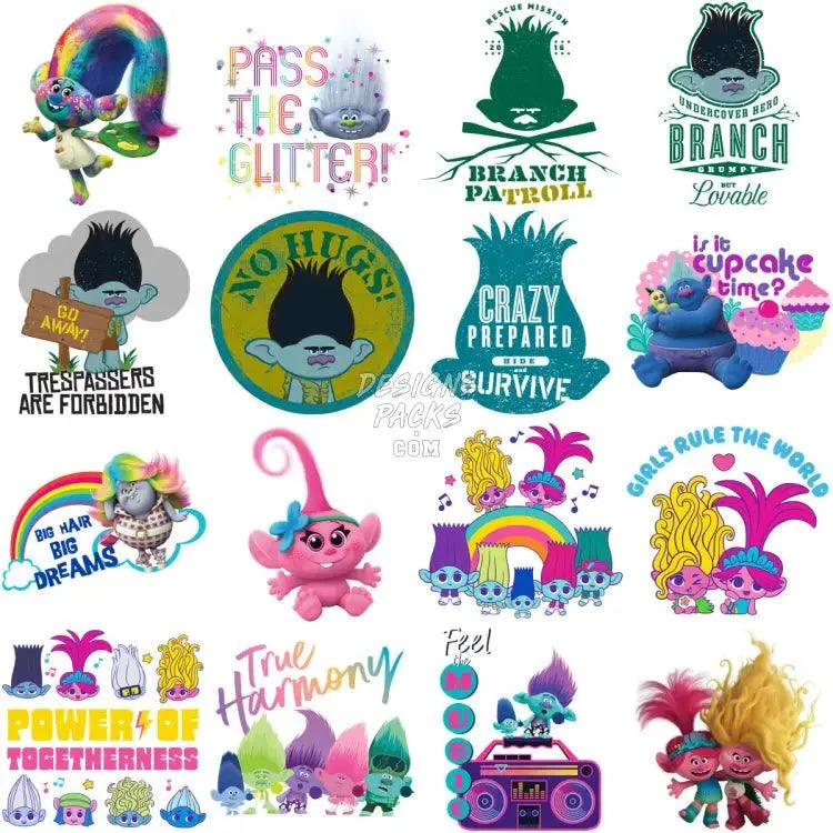 101 Movie Troll Cartoon Designs Bundle PNG