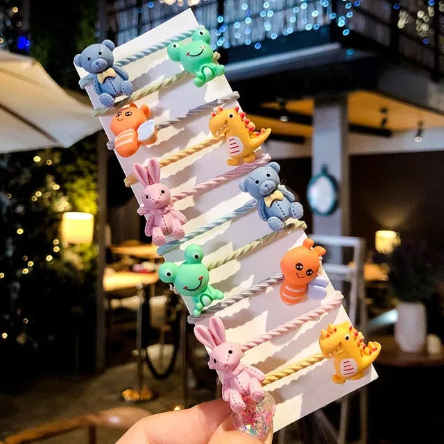 10/20 Pcs/Bag Children Cute Cartoon Shiny Flower Hair Bands Girls Baby Lovely Scrunchies Rubber Bands Kids Hiar Accessories