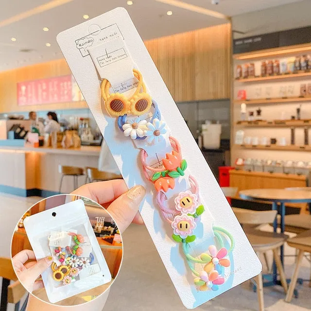 10/20 Pcs/Bag Children Cute Cartoon Shiny Flower Hair Bands Girls Baby Lovely Scrunchies Rubber Bands Kids Hiar Accessories