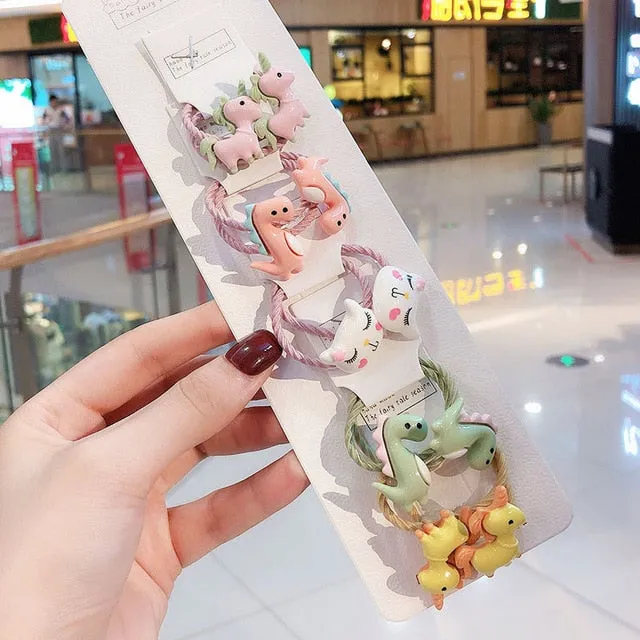 10/20 Pcs/Bag Children Cute Cartoon Shiny Flower Hair Bands Girls Baby Lovely Scrunchies Rubber Bands Kids Hiar Accessories