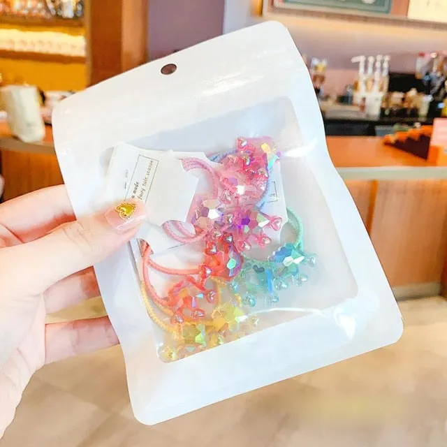 10/20 Pcs/Bag Children Cute Cartoon Shiny Flower Hair Bands Girls Baby Lovely Scrunchies Rubber Bands Kids Hiar Accessories