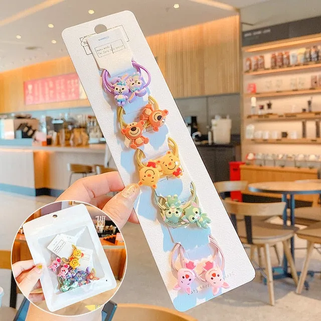 10/20 Pcs/Bag Children Cute Cartoon Shiny Flower Hair Bands Girls Baby Lovely Scrunchies Rubber Bands Kids Hiar Accessories