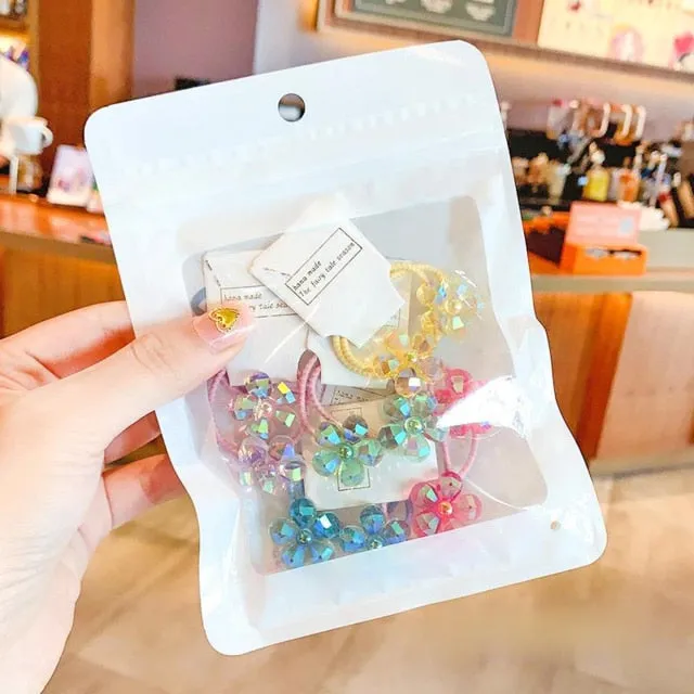 10/20 Pcs/Bag Children Cute Cartoon Shiny Flower Hair Bands Girls Baby Lovely Scrunchies Rubber Bands Kids Hiar Accessories