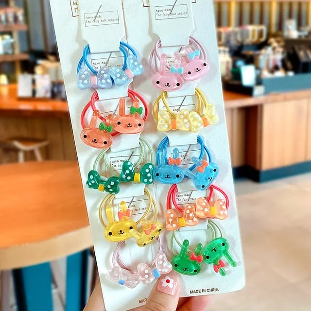 10/20 Pcs/Bag Children Cute Cartoon Shiny Flower Hair Bands Girls Baby Lovely Scrunchies Rubber Bands Kids Hiar Accessories