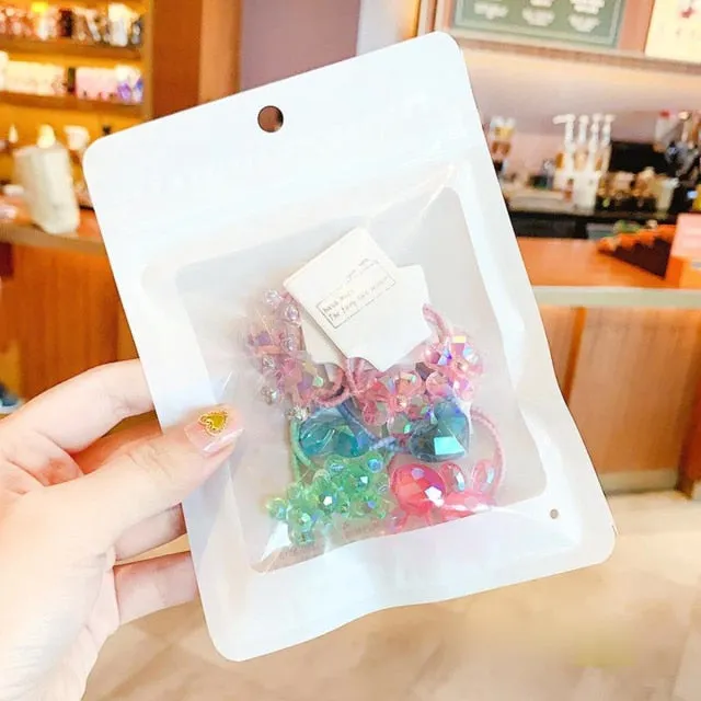 10/20 Pcs/Bag Children Cute Cartoon Shiny Flower Hair Bands Girls Baby Lovely Scrunchies Rubber Bands Kids Hiar Accessories