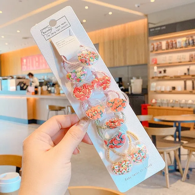 10/20 Pcs/Bag Children Cute Cartoon Shiny Flower Hair Bands Girls Baby Lovely Scrunchies Rubber Bands Kids Hiar Accessories