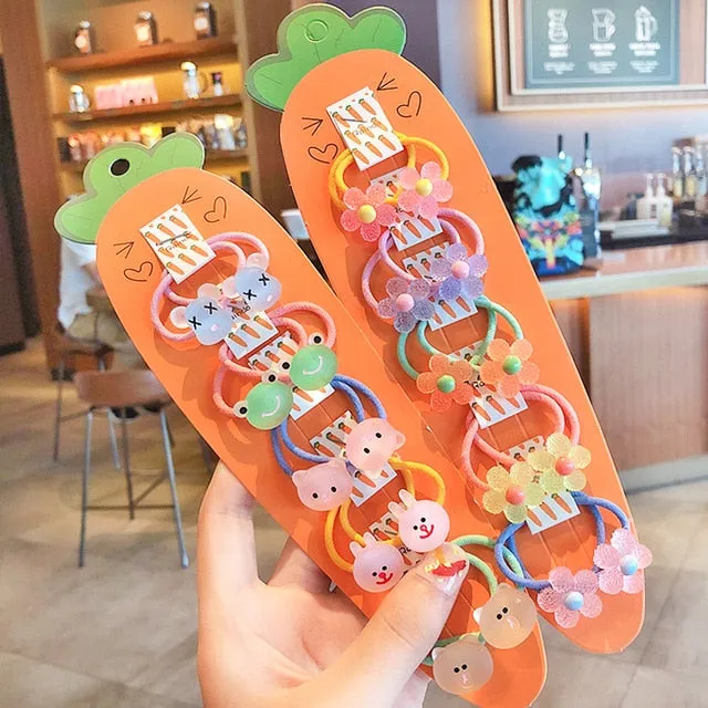 10/20 Pcs/Bag Children Cute Cartoon Shiny Flower Hair Bands Girls Baby Lovely Scrunchies Rubber Bands Kids Hiar Accessories