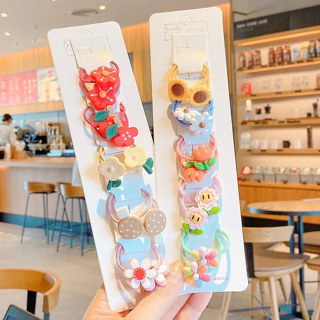 10/20 Pcs/Bag Children Cute Cartoon Shiny Flower Hair Bands Girls Baby Lovely Scrunchies Rubber Bands Kids Hiar Accessories