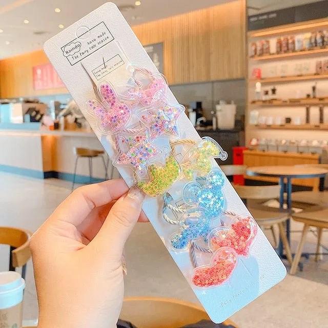 10/20 Pcs/Bag Children Cute Cartoon Shiny Flower Hair Bands Girls Baby Lovely Scrunchies Rubber Bands Kids Hiar Accessories