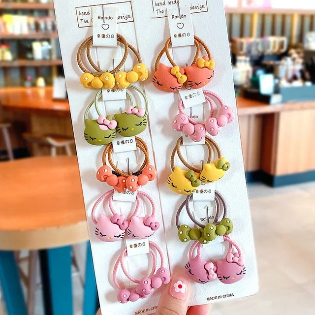 10/20 Pcs/Bag Children Cute Cartoon Shiny Flower Hair Bands Girls Baby Lovely Scrunchies Rubber Bands Kids Hiar Accessories