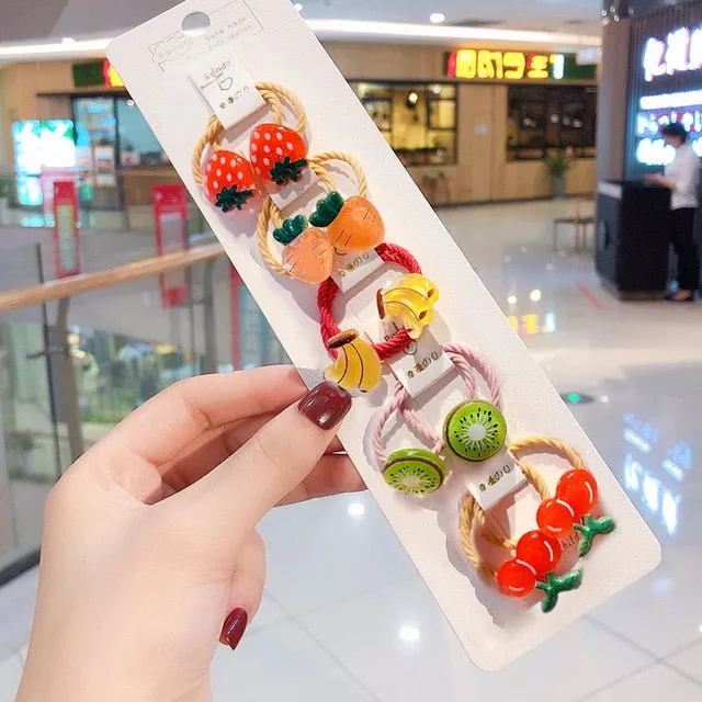 10/20 Pcs/Bag Children Cute Cartoon Shiny Flower Hair Bands Girls Baby Lovely Scrunchies Rubber Bands Kids Hiar Accessories