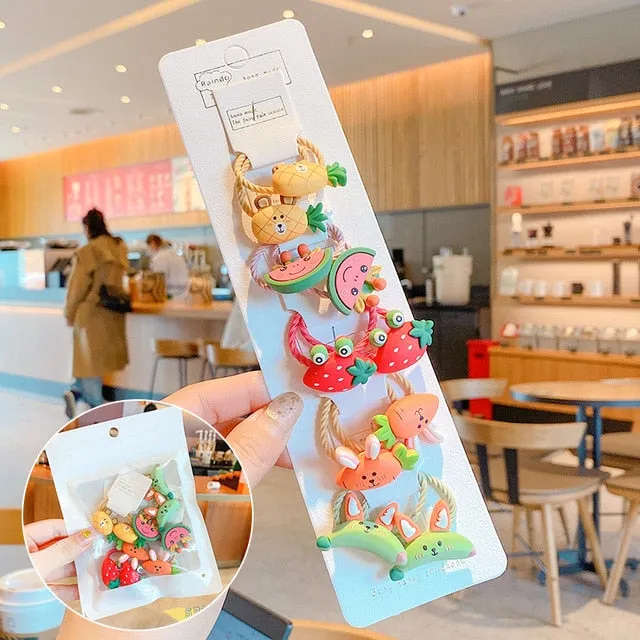 10/20 Pcs/Bag Children Cute Cartoon Shiny Flower Hair Bands Girls Baby Lovely Scrunchies Rubber Bands Kids Hiar Accessories