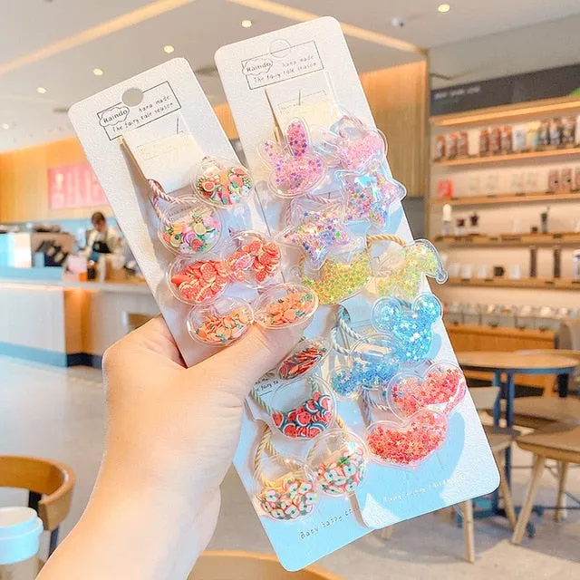 10/20 Pcs/Bag Children Cute Cartoon Shiny Flower Hair Bands Girls Baby Lovely Scrunchies Rubber Bands Kids Hiar Accessories