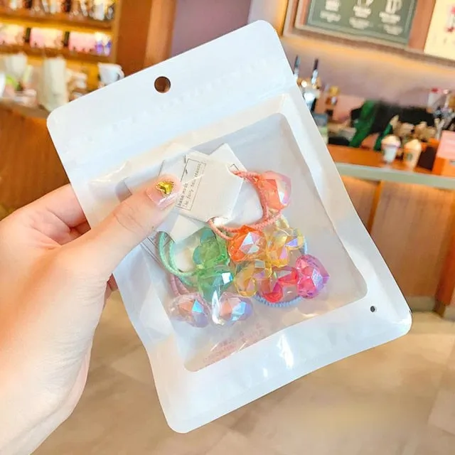 10/20 Pcs/Bag Children Cute Cartoon Shiny Flower Hair Bands Girls Baby Lovely Scrunchies Rubber Bands Kids Hiar Accessories