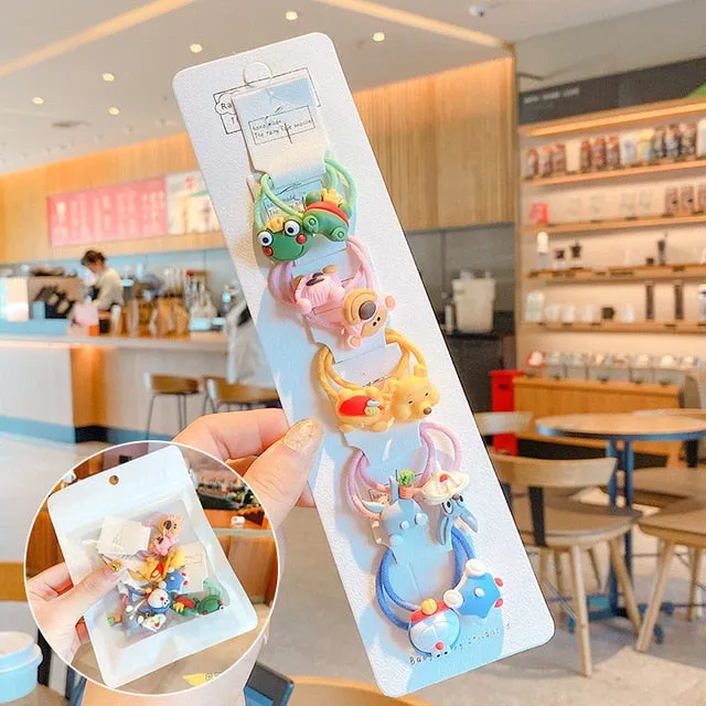 10/20 Pcs/Bag Children Cute Cartoon Shiny Flower Hair Bands Girls Baby Lovely Scrunchies Rubber Bands Kids Hiar Accessories