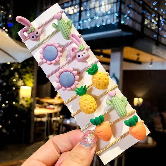 10/20 Pcs/Bag Children Cute Cartoon Shiny Flower Hair Bands Girls Baby Lovely Scrunchies Rubber Bands Kids Hiar Accessories
