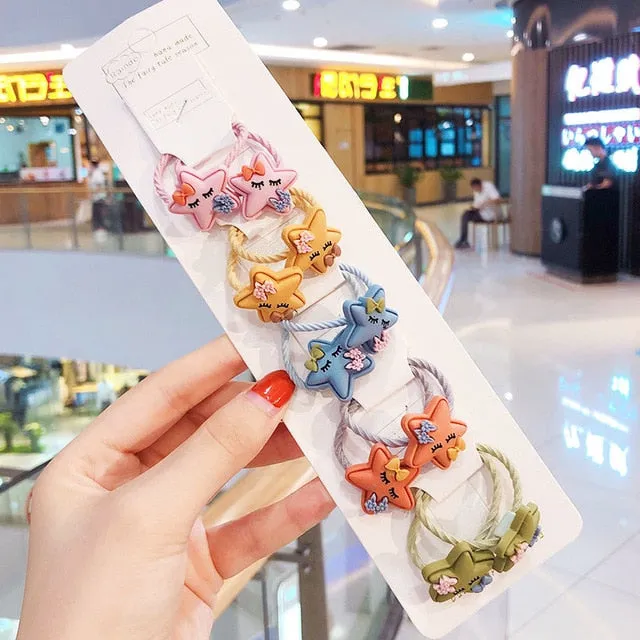10/20 Pcs/Bag Children Cute Cartoon Shiny Flower Hair Bands Girls Baby Lovely Scrunchies Rubber Bands Kids Hiar Accessories