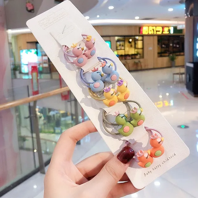 10/20 Pcs/Bag Children Cute Cartoon Shiny Flower Hair Bands Girls Baby Lovely Scrunchies Rubber Bands Kids Hiar Accessories