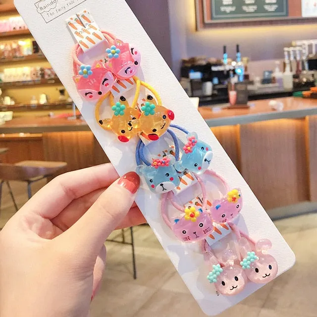 10/20 Pcs/Bag Children Cute Cartoon Shiny Flower Hair Bands Girls Baby Lovely Scrunchies Rubber Bands Kids Hiar Accessories