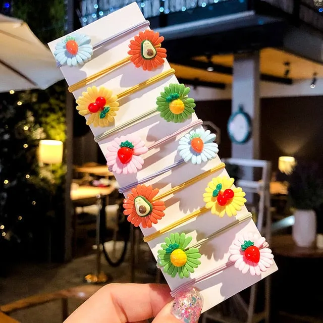 10/20 Pcs/Bag Children Cute Cartoon Shiny Flower Hair Bands Girls Baby Lovely Scrunchies Rubber Bands Kids Hiar Accessories