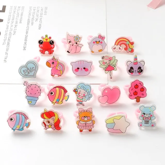 10pcs Set Children's Cartoon Rings Candy Flower Girls lovely fruit Finger Ring