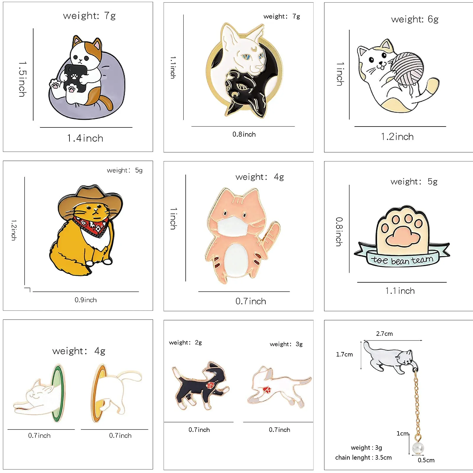 11Pcs Cat Cute Pins Sets Cartoon Enamel Pins Brooch for cat lovers Lapel Pins Badges Accessories Gifts