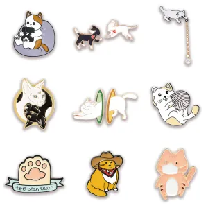 11Pcs Cat Cute Pins Sets Cartoon Enamel Pins Brooch for cat lovers Lapel Pins Badges Accessories Gifts