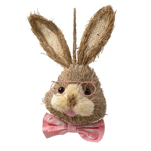 11" Bunny Head With Eye Glasses & Bow Tie: Pink