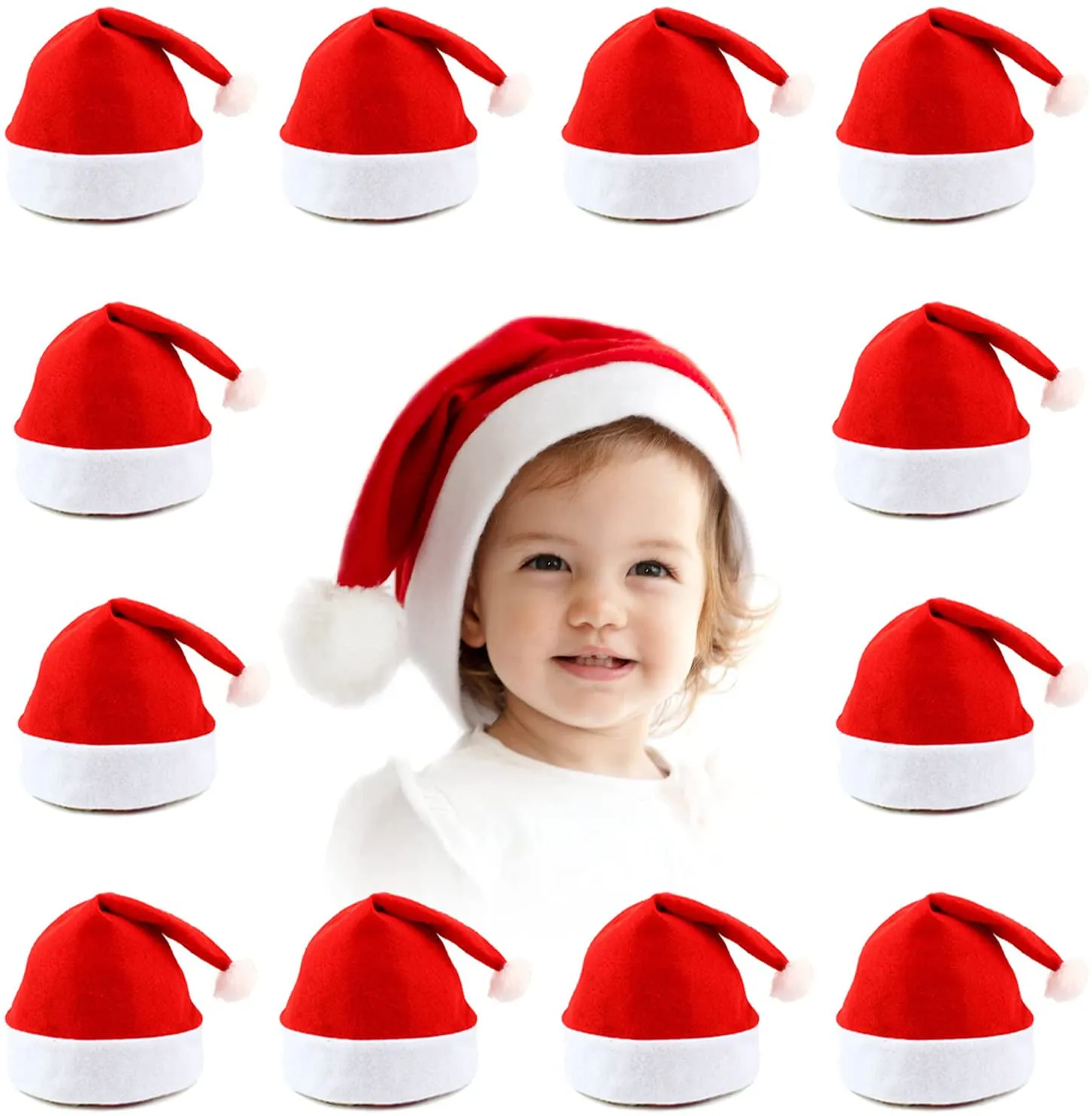 12 Pack Christmas Santa Hats