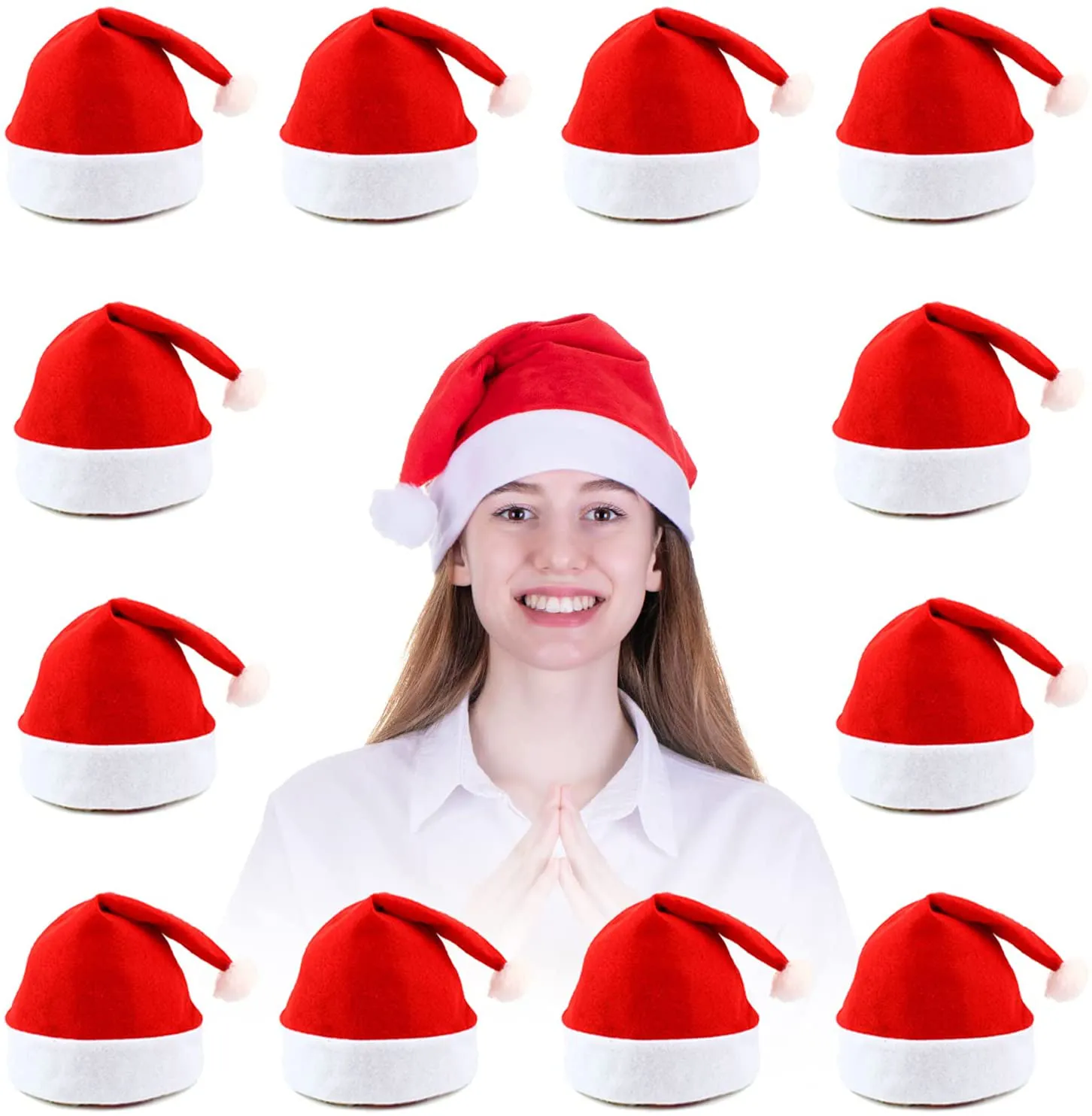 12 Pack Christmas Santa Hats