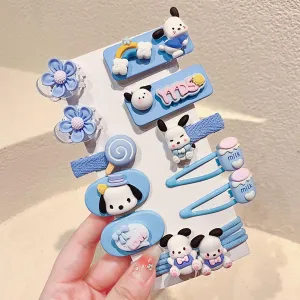 12 Pieces Kawaii Hair Clips for Girls Cartoon Girl Hair Accessories,Cute Things for Teen Girl Gifts (Blue PC Dog)