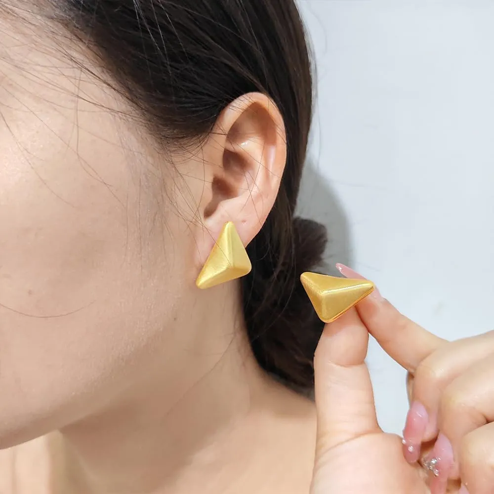 14K Real Gold Plated Nugget Stud Earrings for Women Trendy Triangle/Square/Heart Minimalist Small Geometric Earings Lightweight Hypoallergenic Jewelry Gift