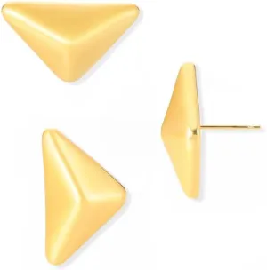 14K Real Gold Plated Nugget Stud Earrings for Women Trendy Triangle/Square/Heart Minimalist Small Geometric Earings Lightweight Hypoallergenic Jewelry Gift