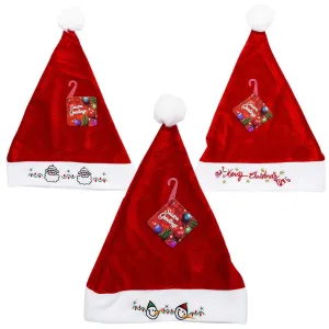 14" Santa, Snowman and Merry Embroid Christmas Hat- 3 Assortments
