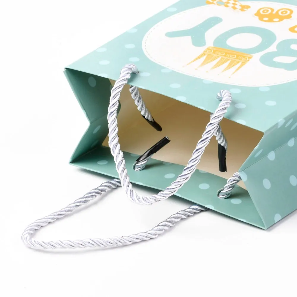 15 pc Cartoon Paper Bags, Rectangle, for Jewelry Storage, Word, 15x14x0.45cm