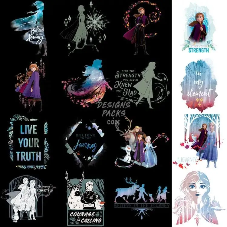 160 Movie Cartoon Princess Designs Bundle PNG