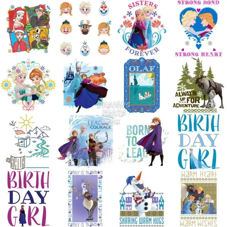 160 Movie Cartoon Princess Designs Bundle PNG