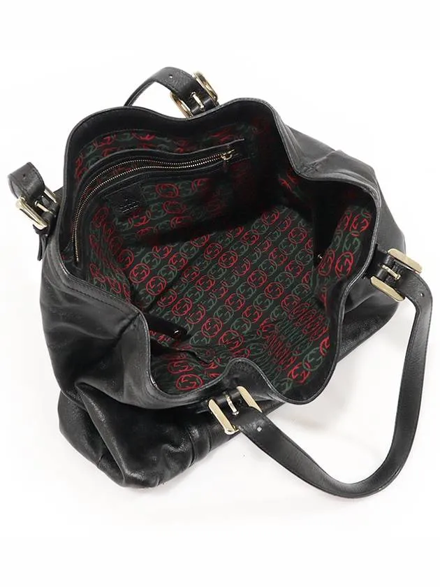 162094 Black leather gold interlocking G shoulder bag