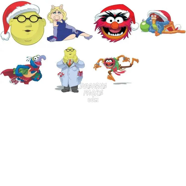 17 Muppet Christmas Cartoon Designs Bundle PNG