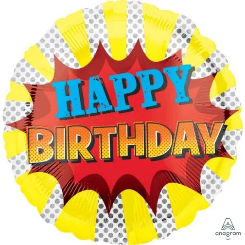 17" Super Hero Birthday Mylar Balloon